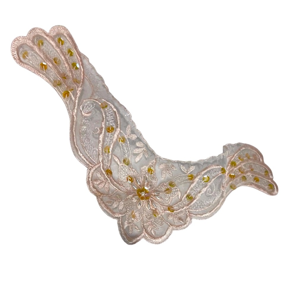 Elegant Lace Appliqué with Sequin & Floral Design
